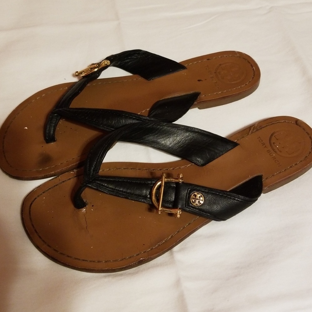 Tory Burch Black Flat Sandals